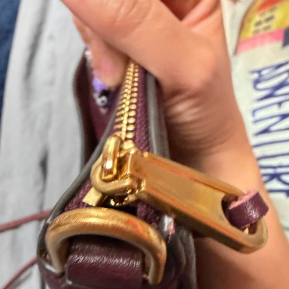 Rebecca Minkoff Darren Zip Oxblood Leather Crossbody Gold - Picture 5 of 15